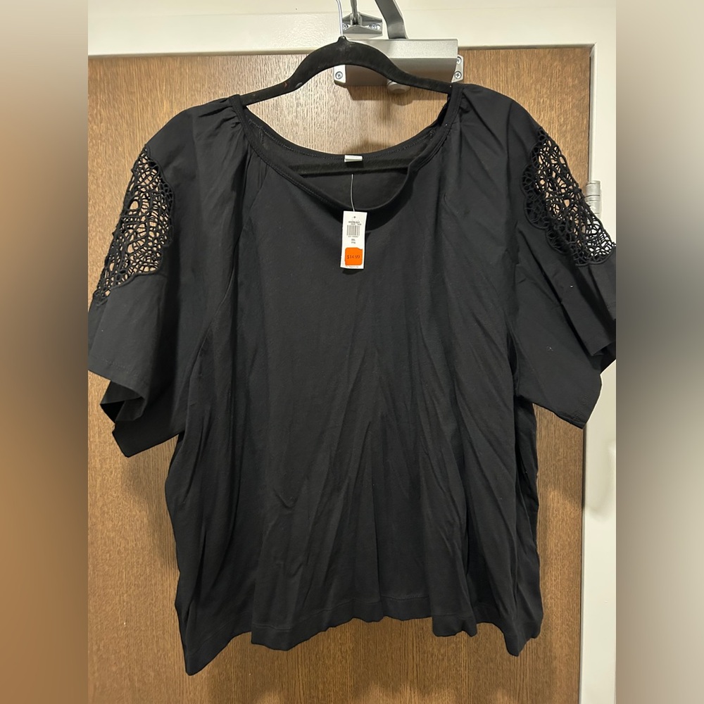 Old Navy Black Lace Sleeve Women's Top